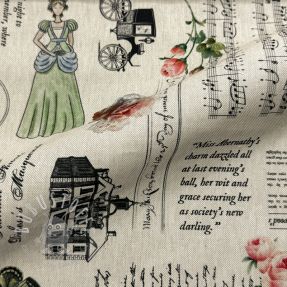 Dekostoff premium Linenlook Regal Newspaper digital print