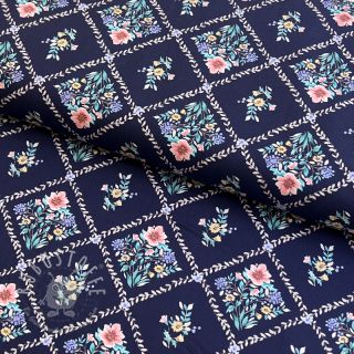 Baumwollstoff Flowers Tara navy design A digital print