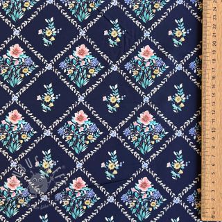 Baumwollstoff Flowers Tara navy design A digital print
