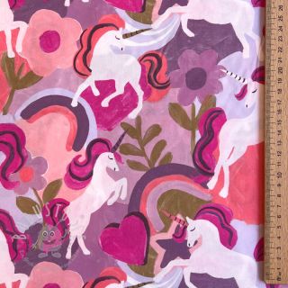 Baumwollstoff Unicorns mauve digital print