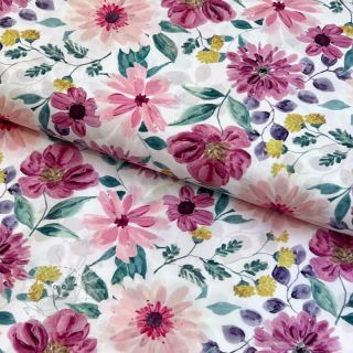 Baumwollstoff Flower Sonja mauve digital print