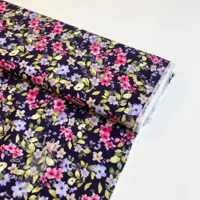 Viskosestoff RADIANCE Flower Uma navy digital print