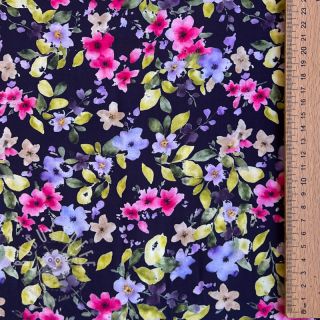Viskosestoff RADIANCE Flower Uma navy digital print