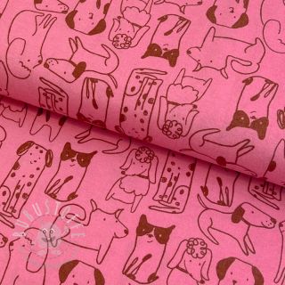 Baumwollstoff FLANNEL Dogs pink