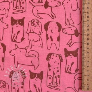 Baumwollstoff FLANNEL Dogs pink