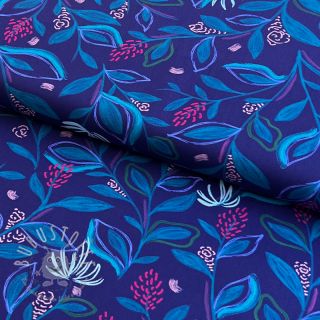 Baumwollstoff Leaves cobalt digital print