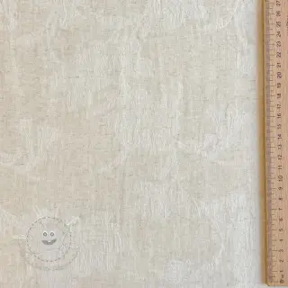 Baumwollstoff mit Leinen JACQUARD Flowers natural