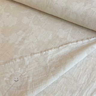 Baumwollstoff mit Leinen JACQUARD Flowers natural