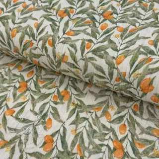Double gauze/musselin Leaves off white digital print