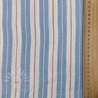 Double gauze/musselin YARN DYED Line blue