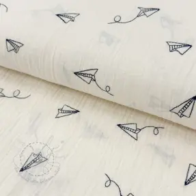 Double gauze/musselin EMBROIDERY Paper plane natural