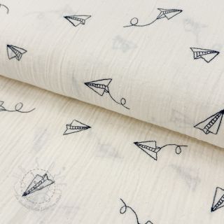 Double gauze/musselin EMBROIDERY Paper plane natural