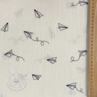 Double gauze/musselin EMBROIDERY Paper plane natural