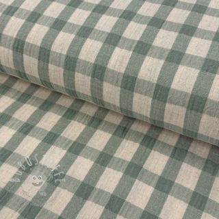 Double gauze/musselin LINEN YARN DYED Checks sage natural