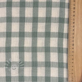 Double gauze/musselin LINEN YARN DYED Checks sage natural