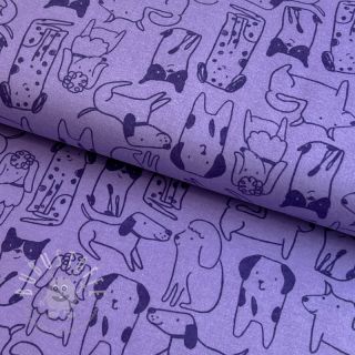 Baumwollstoff FLANNEL Dogs purple
