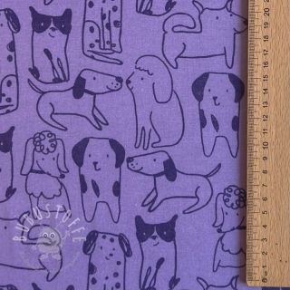 Baumwollstoff FLANNEL Dogs purple