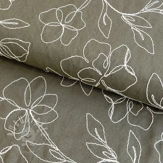 Viskosestoff leinen EMBROIDERY Flower Danielle pickle