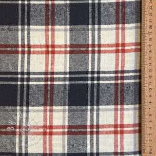 Baumwollstoff YARN DYED CHECK BRUSHED navy brick