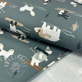 Sweatstoff Winter animals sage digital print
