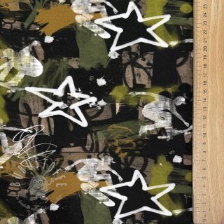 Sweatstoff Graffiti army green digital print