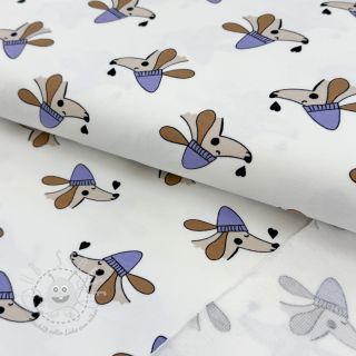 Sweatstoff Dogs and hearts off white