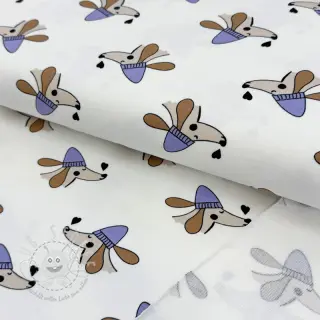 Sweatstoff Dogs and hearts off white