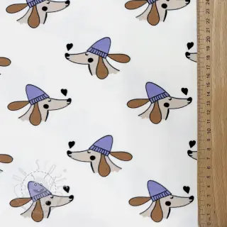 Sweatstoff Dogs and hearts off white