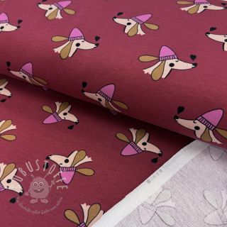 Sweatstoff Dogs and hearts red