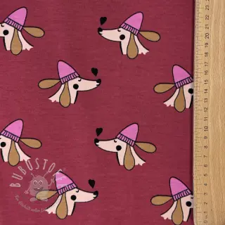 Sweatstoff Dogs and hearts red