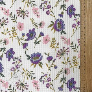 Waffelstoff Flowers white digital print