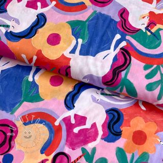 Baumwollstoff Unicorns multi digital print