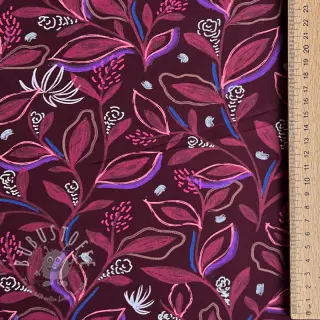Baumwollstoff Leaves bordeaux digital print