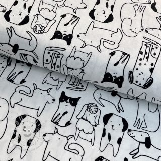 Baumwollstoff FLANNEL Dogs off white