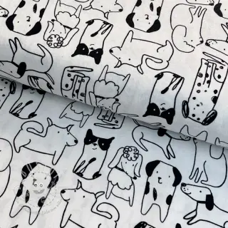 Baumwollstoff FLANNEL Dogs off white