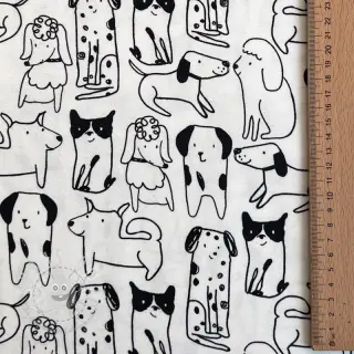 Baumwollstoff FLANNEL Dogs off white