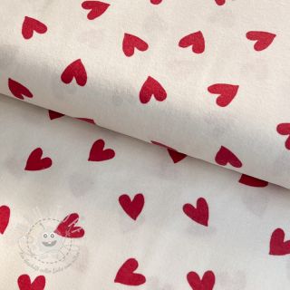 Baumwollstoff FLANNEL Hearts off white