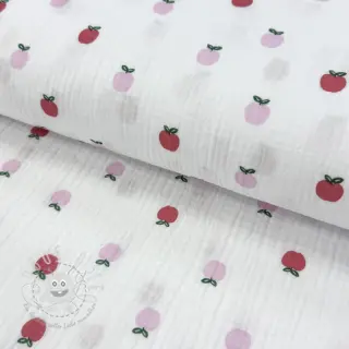 Double gauze/musselin Fruits apple white
