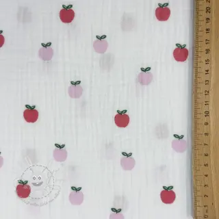 Double gauze/musselin Fruits apple white