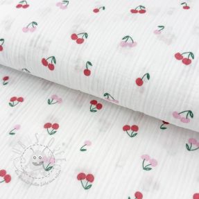 Double gauze/musselin Fruits cherry white