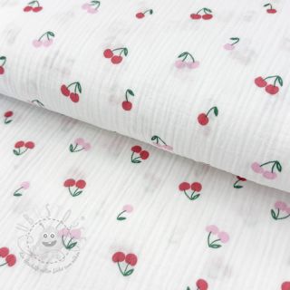 Double gauze/musselin Fruits cherry white