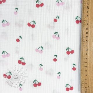 Double gauze/musselin Fruits cherry white