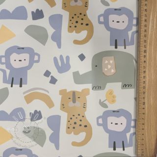 Regenmantel Stoff Safari animals ecru