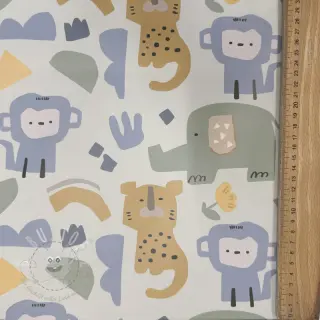 Regenmantel Stoff Safari animals ecru