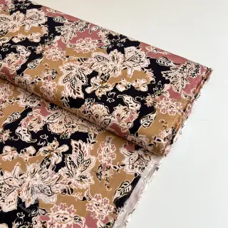 Viskosestoff SATIN Flowie Noe black digital print