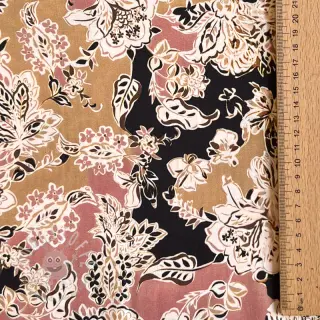 Viskosestoff SATIN Flowie Noe black digital print