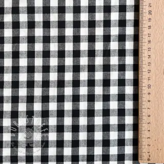 Baumwollstoff Checks black white 1-side border