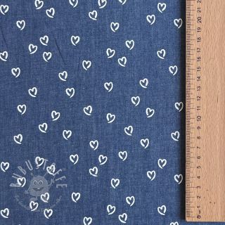 Baumwollstoff JEANS Hearts