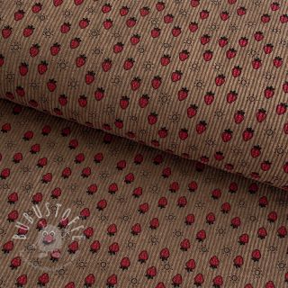 Cord STRETCH Little strawberries taupe