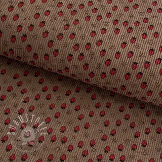 Cord STRETCH Little strawberries taupe